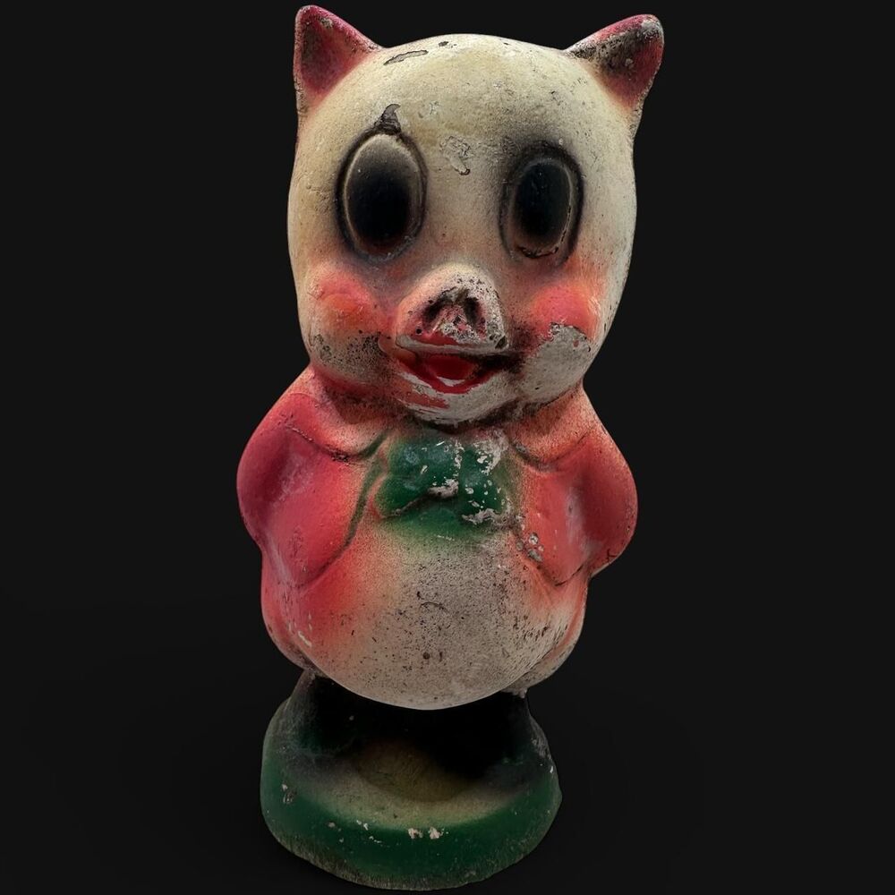 Vintage 1930s Carnival Chalkware Porky Pig Piggy Bank  Midway Souvenir Prize
